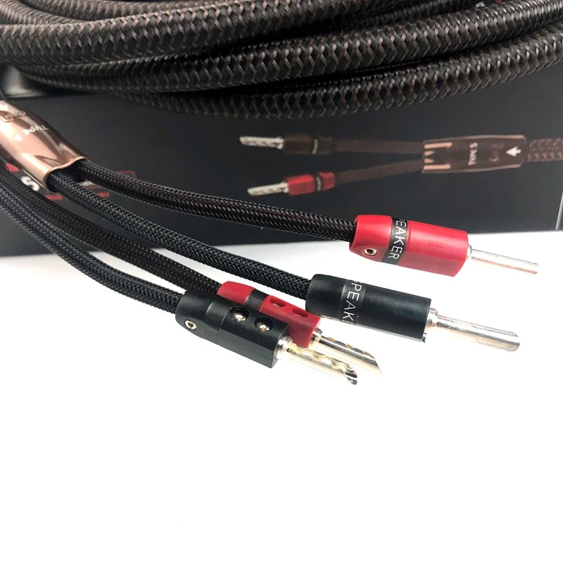 Kabel głośnikowy typu 5, solidny PSC + miedź, nisko zniekształcenia, niski poziom hałasu, przewód głośnikowy HiFi Audio, wtyki bananowe BFA z