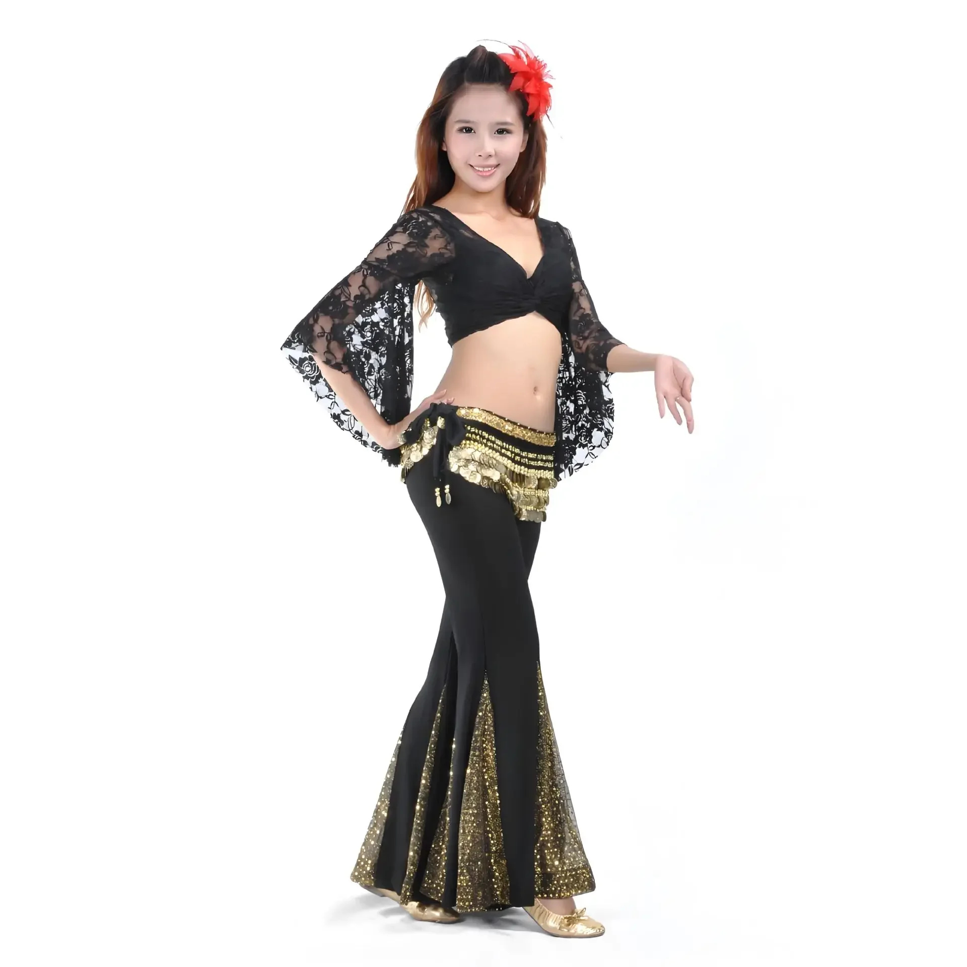 haut-en-dentelle-pantalon-queue-de-poisson-vetements-de-danse-du-ventre-vente-en-gros-tenue-de-danse-du-ventre-vetements-d'entrainement