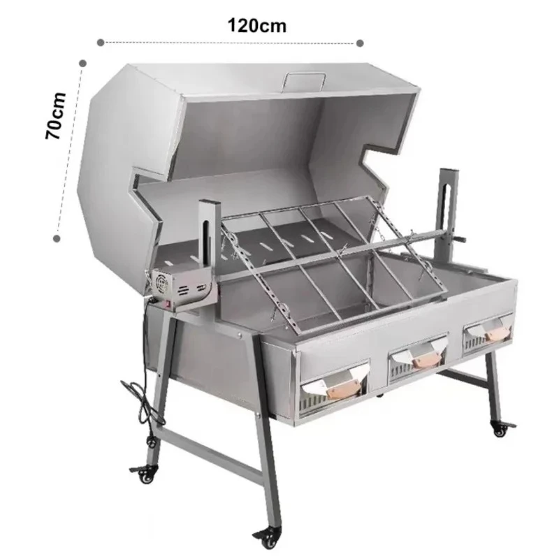 

cross-border HeavyOutdoor Roaster Spit Rotisserie BBQ Grill Pig Lamb Chicken Roaster 80kg Charcoal Barbecue Rotisserie