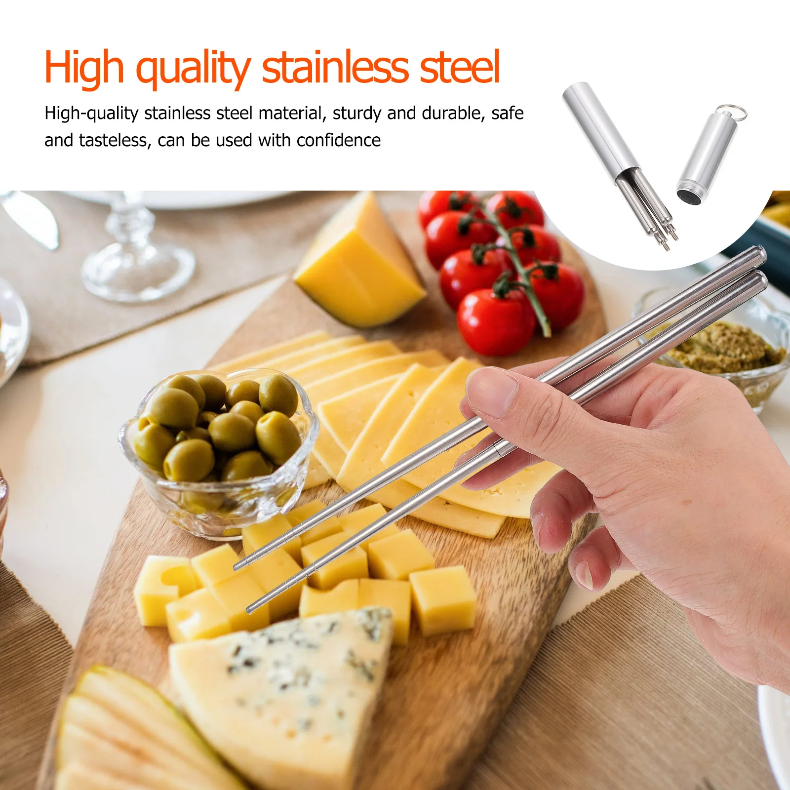 

1 Set Stainless Steel Chopsticks Set Foldable Portable Cutlery For Outdoor Indoor Wedding Party Banquet Sturdy Dinnerware With