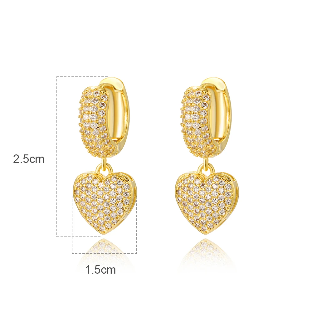 Luxury Cubic Zircon Heart Drop Hoop Earrings for Women Gold Plated Ear Cuffs 2023 Trending Wedding Aesthetic Jewelry Gift aretes