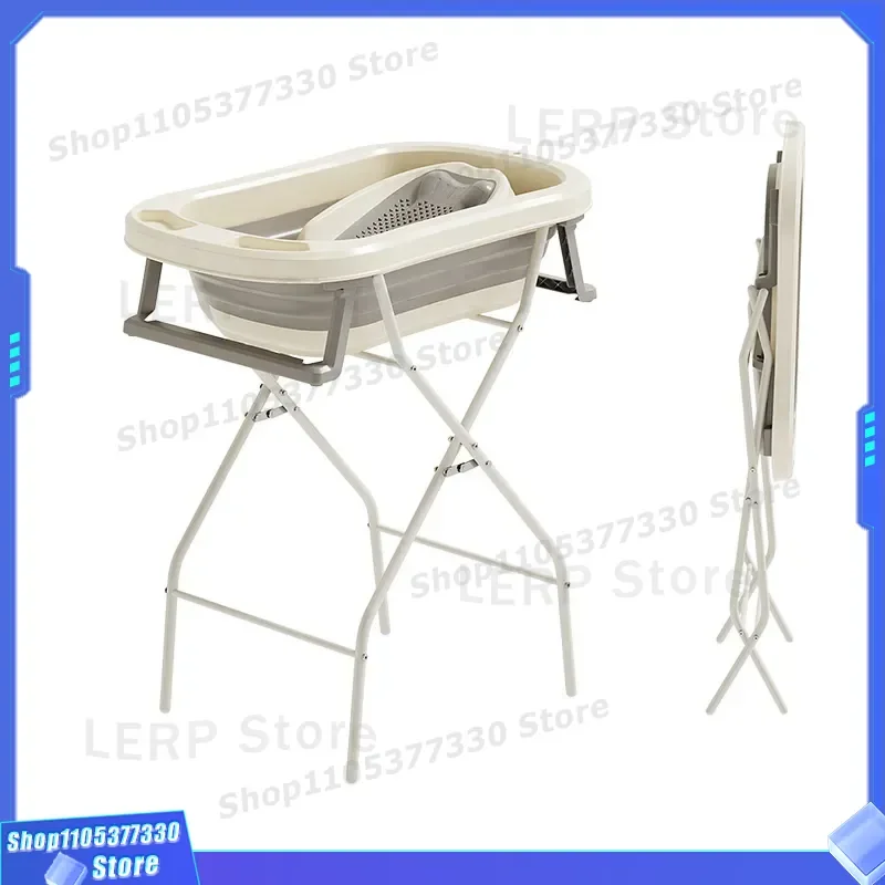 Foldable Baby Bath Tub Stand Adjustable Height Bathtub Support Rack Ergonomic No Bending Design Multifunctional Clothes