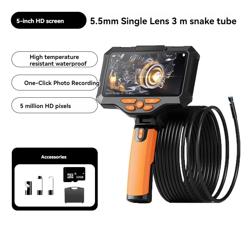 NewIndustrial Endoscope Dual Lens HD Sewer Pipe Can Turn Auto Repair Engine Detection Waterproof