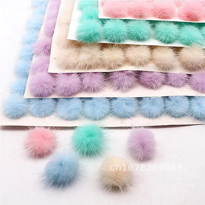 

10pcs Soft Mink Fur Pom Poms for Women Kids Winter Dress Hats Shoes Caps Ring Keychain Accessories Hairball, 3cm Pompom Pompom