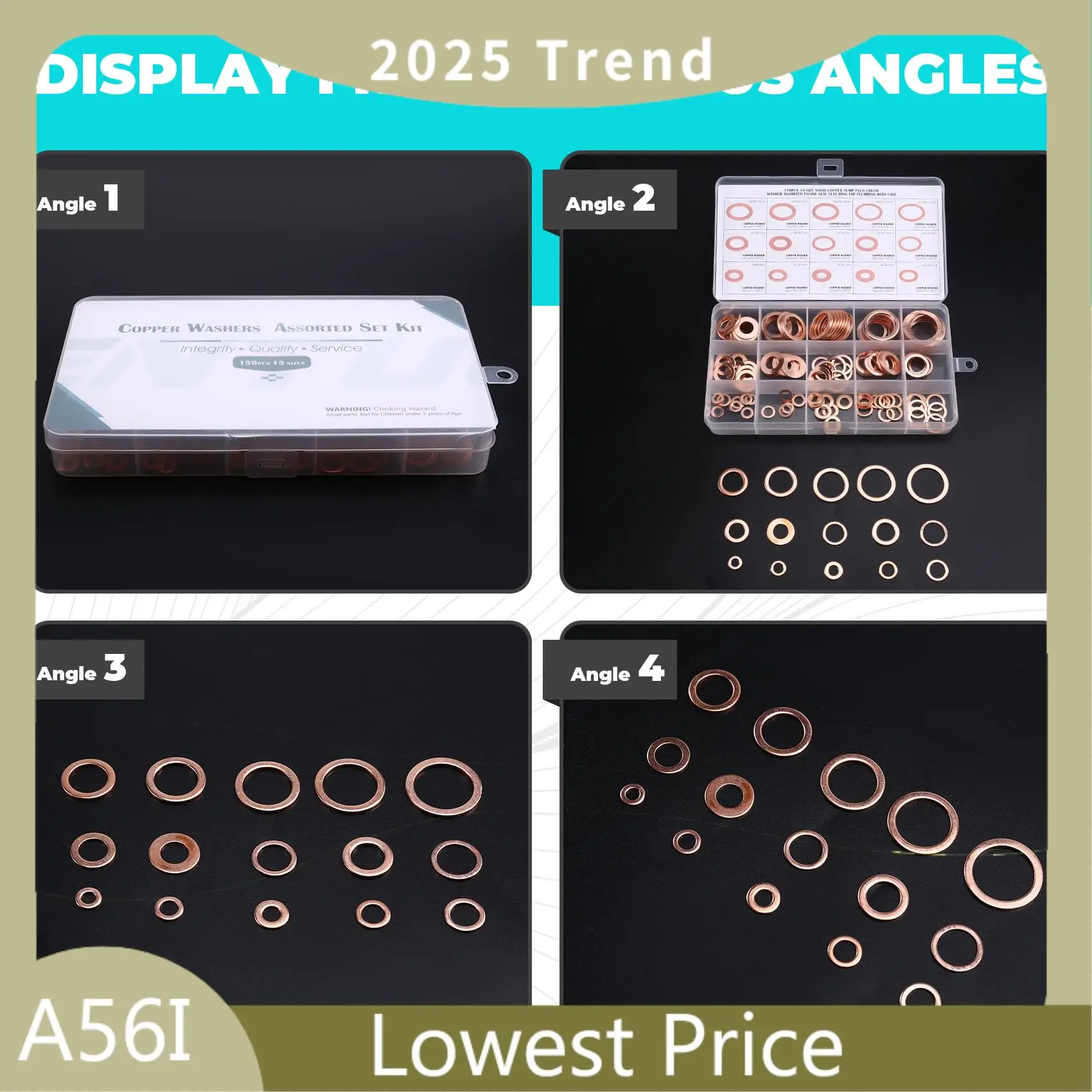 

A56I Top Solid Gasket Washer Metal Flat Washer Combination Copper Washer Combination Hardware Accessories Kit Sealing Copper Gas