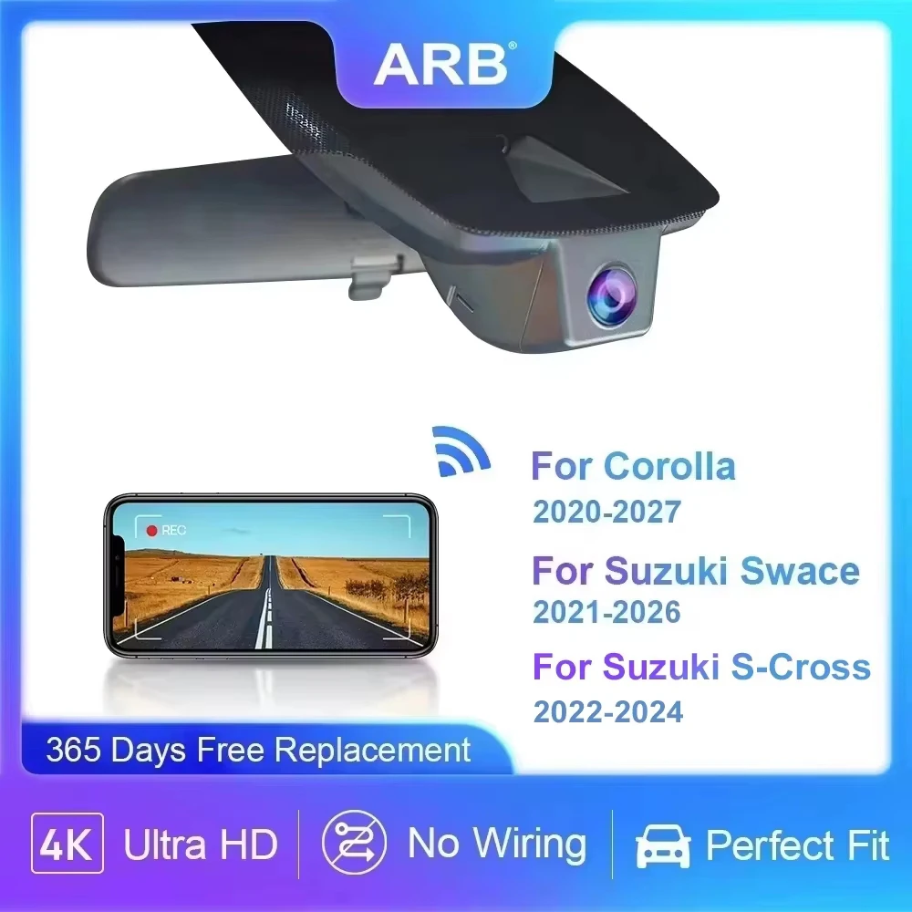 Dash Cam for Toyota Corolla 2017-2027, for Suzuki Swace 2020-2026 / S-Cross 2022-2024, ARB 4K Car Dash Camera with WIFI APP
