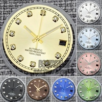 29MM D-J Style Diamond Dial And Hand Set Black Blue Pink Gold White Brown Sunburst Dial Fit NH35/NH36 Movement Watch Repair Tool