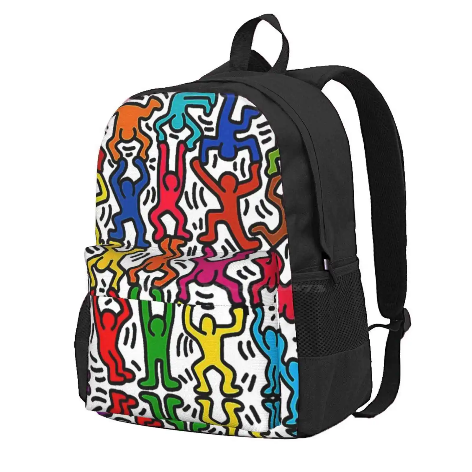 Stick Figure Acrobats Hot Sale Schoolbag Backpack Fashion Bags Acrobat Haring Retro Green Purple Blue Yellow Pink Red Orange