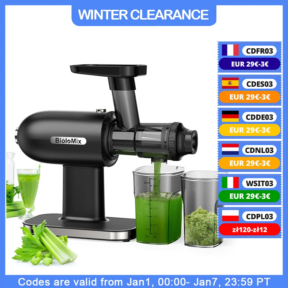 BioloMix Cold Press Juicer,Slow Masticating Juicer Machines with Reverse Function,High Juice Yield, Easy to Clean Brush & Quiet