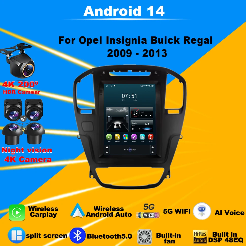 

Android 14 Car Radio For Opel Insignia Buick Regal 2009 - 2013 Multimedia Player Carplay Navigation GPS 4G WIFI Stereo 9.7 Inch
