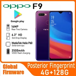 OPPO F9 스마트폰 글로벌 펌웨어, 6.3 인치 MediaTek Helio P60 버전, 안드로이드 8.1RAM, 4GB ROM128 GB