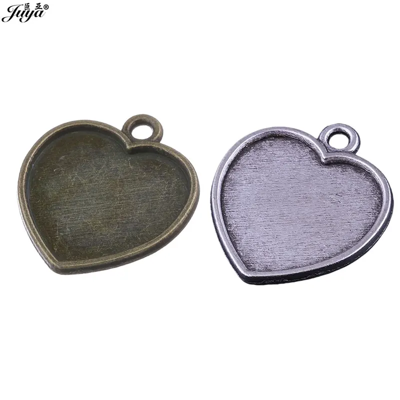 

JUYA 10pcs/lot 18x16mm Alloy Cameo Cabochon Base Bezel Setting for Charms Pendant Heart Shape DIY Jewelry Making Suppleis AD0182