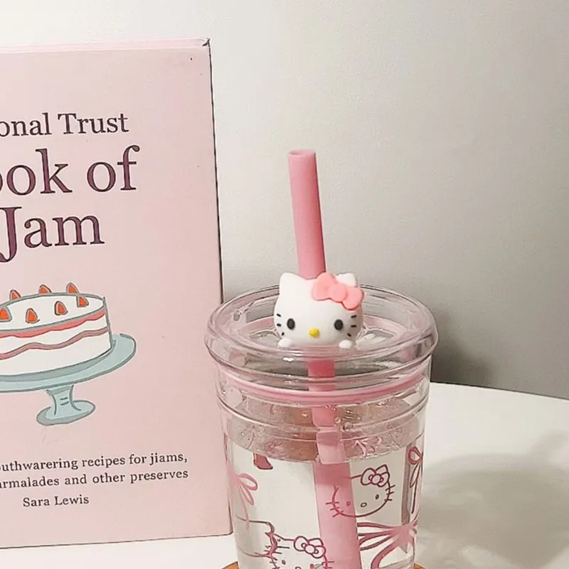 Sanrio Hello Kitty Cute Student Water Cup Office Girls Large Capacity Portable High Temperature Resistant Transparent Water Cup