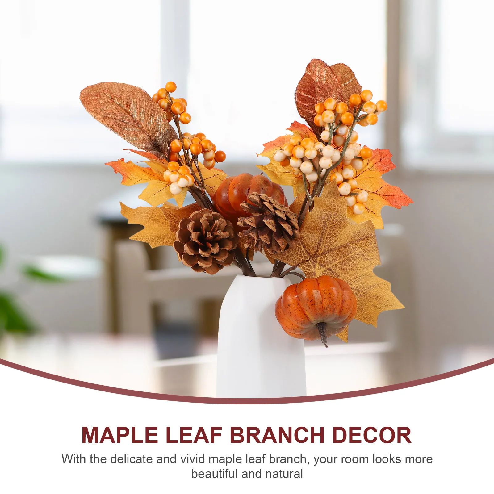 

Artificial Maple Leaf Branch Decor Simulation Plant Vivid Home Decor Fall Wedding Realistic Fake Branch Long Lasting Premium