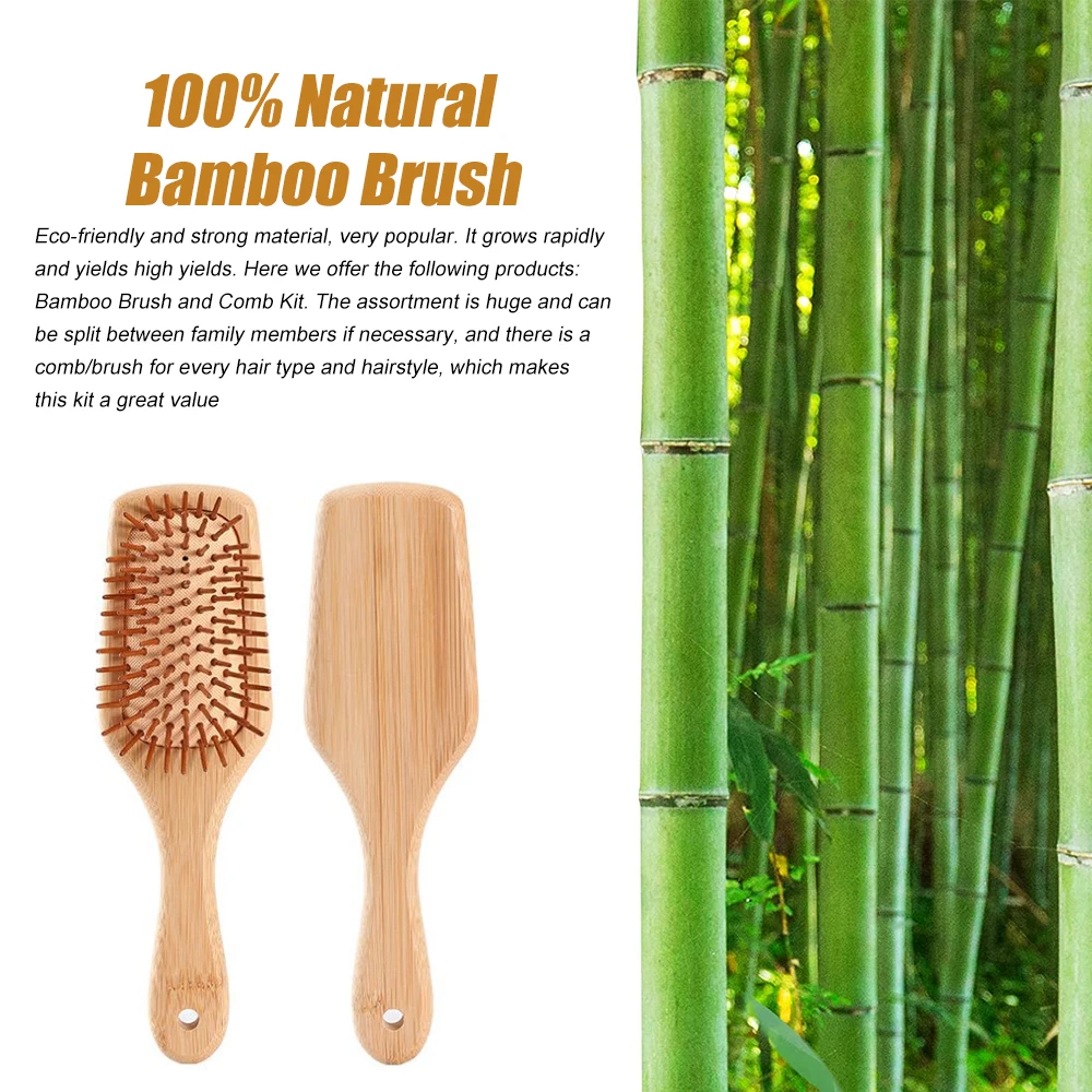 1 Piece Massage Bamboo Combs Hair Brush Women Anti-static Professional Detangling Reduce Hair Loss Styling Tool Wood Comb Unisex