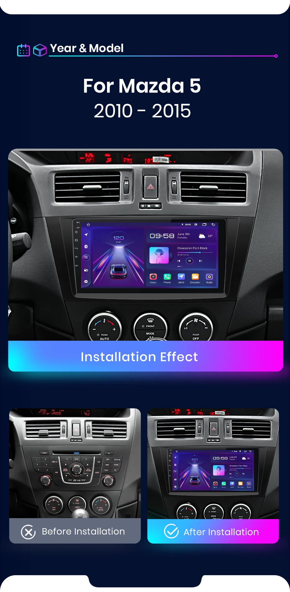 Android Autoradio für Mazda 5 2011-2015 GPS Stereo Multimedia