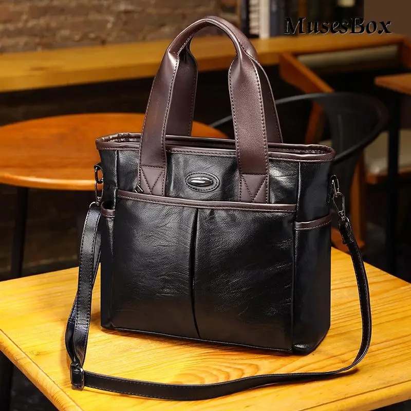 

Simple and Large -Capacity Handbags New Lightweight Tote Bag Soft Leather Shoulder Bags