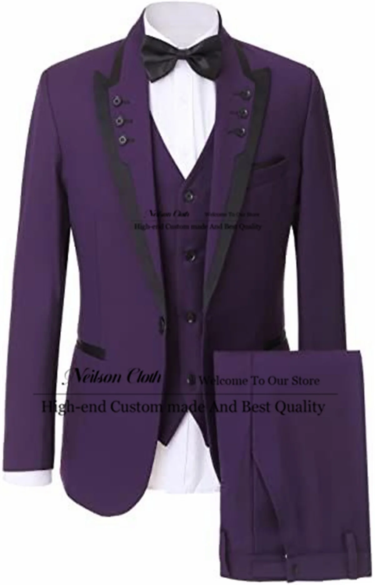 

Fashion Purple 3 Pieces Sets Male Prom Blazers Peaked Lapel Groom Wedding Tuxedos For Men Business Customized Terno Masculino