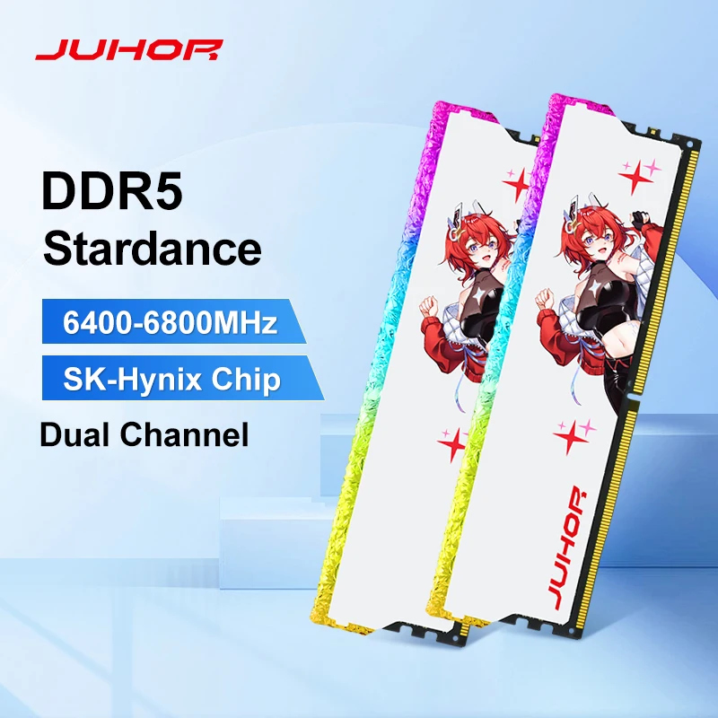 JUHOR Memoria Ram RGB DDR5 16GB 6400MHz  6800MHz 16GB  UDIMM Desktop UDIMMRAM PC Computer Memory Hynix Chip