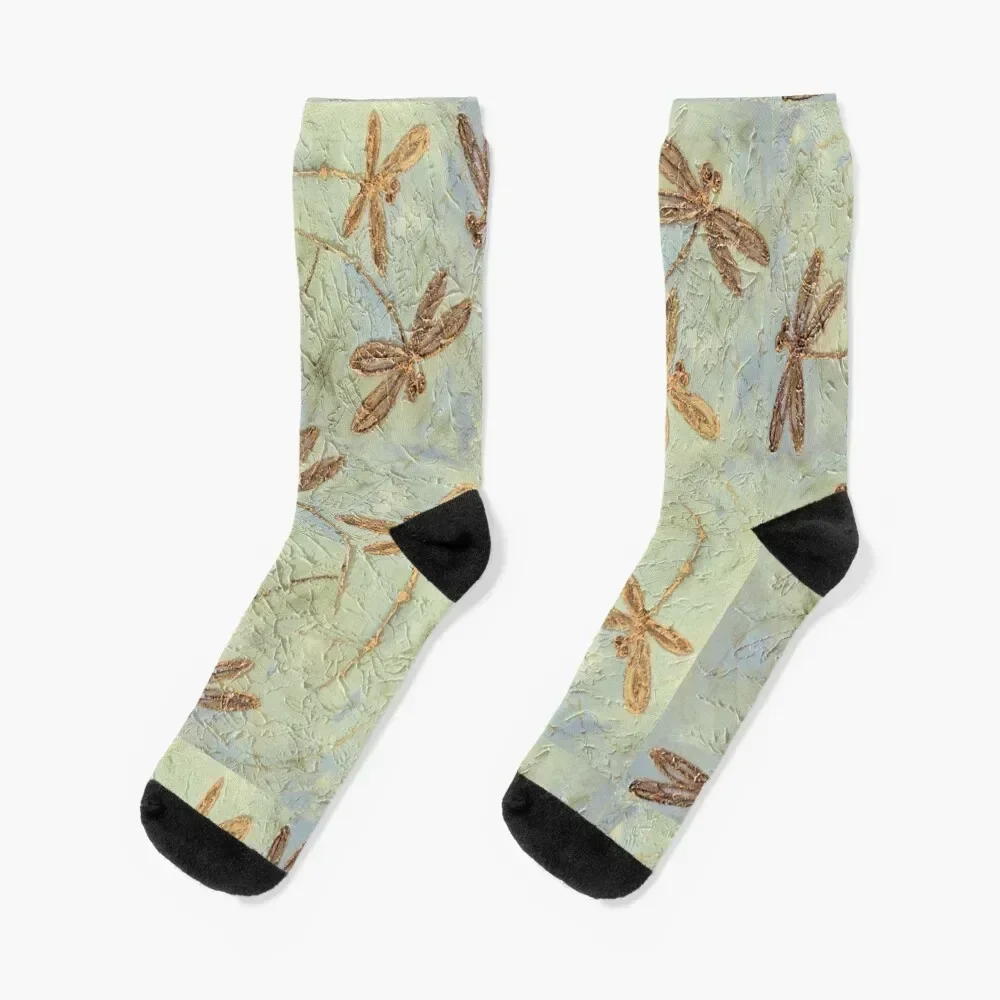 

Dragonfly Dance Gold Socks Sports aesthetic happy Christmas Man Socks Women's