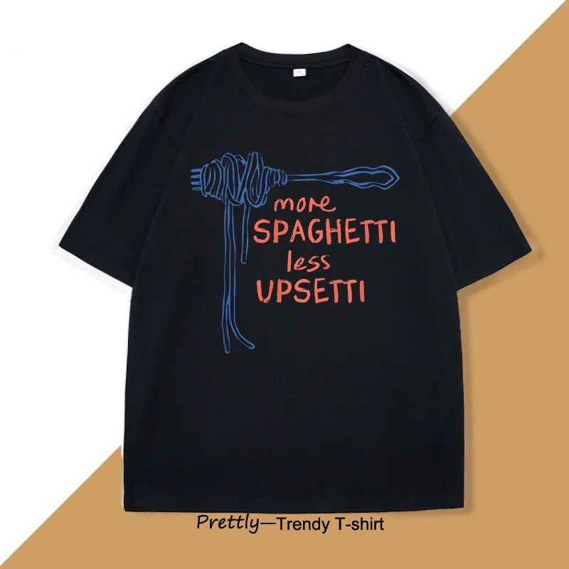 Spaghetti T Shirt Funny Food T-Shirt Foodie Food Humor Printed Tshirt Cotton Short Sleeve Fast Shipping Pure Cotton Tees Clothes image 4
