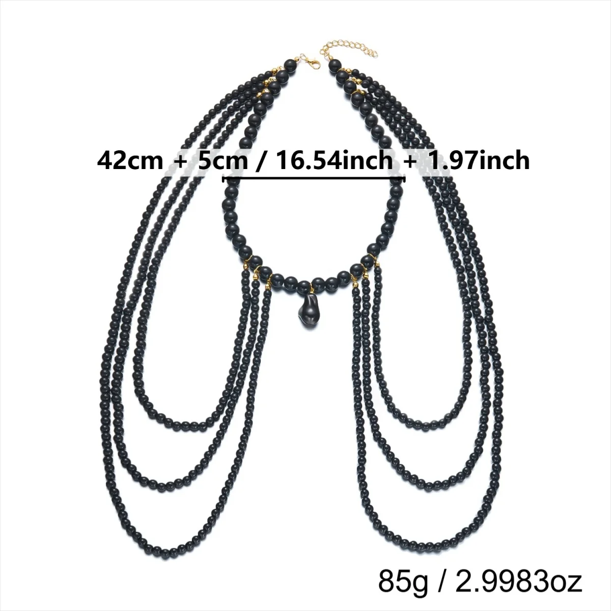 Barocke Unregelmäßige Simulierte Perlen-Choker-Halskette Elegante Mehrschichtige Quasten-Hochzeits-Bankett-Schulterkette Körperschmuck – Detail 26