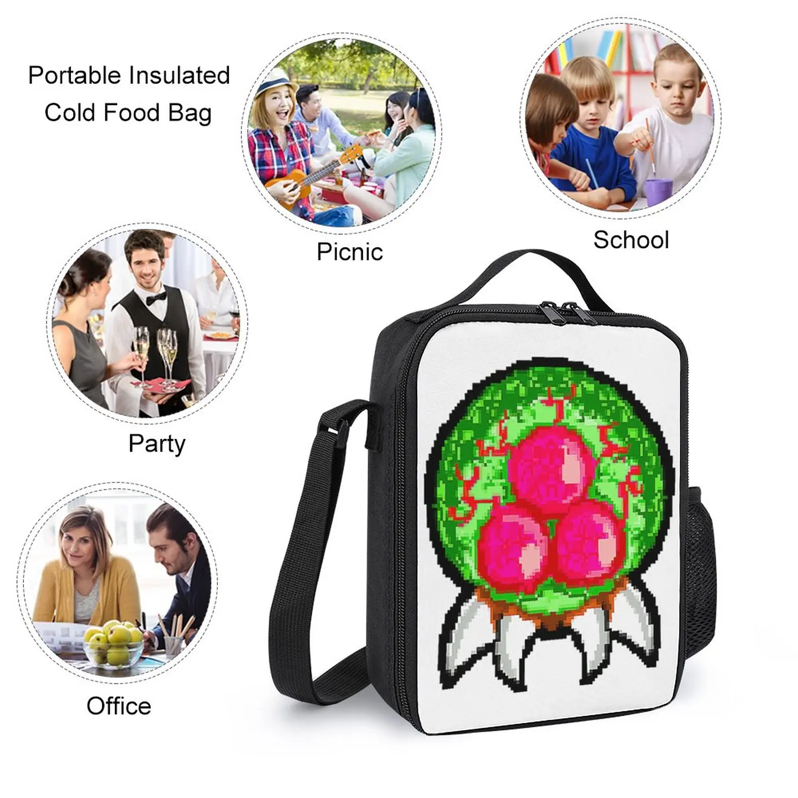 Lunch Bag e Pen Backpack Set, Metroidss para venda, duradouro pacote de infantaria, confortável atividades esportivas gráfico, 3 em 1, 17"