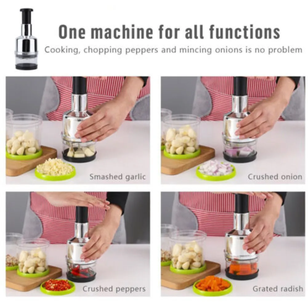 Manual Hand Press Garlic Onion Vegetable Food Chopper Processor Dicer~