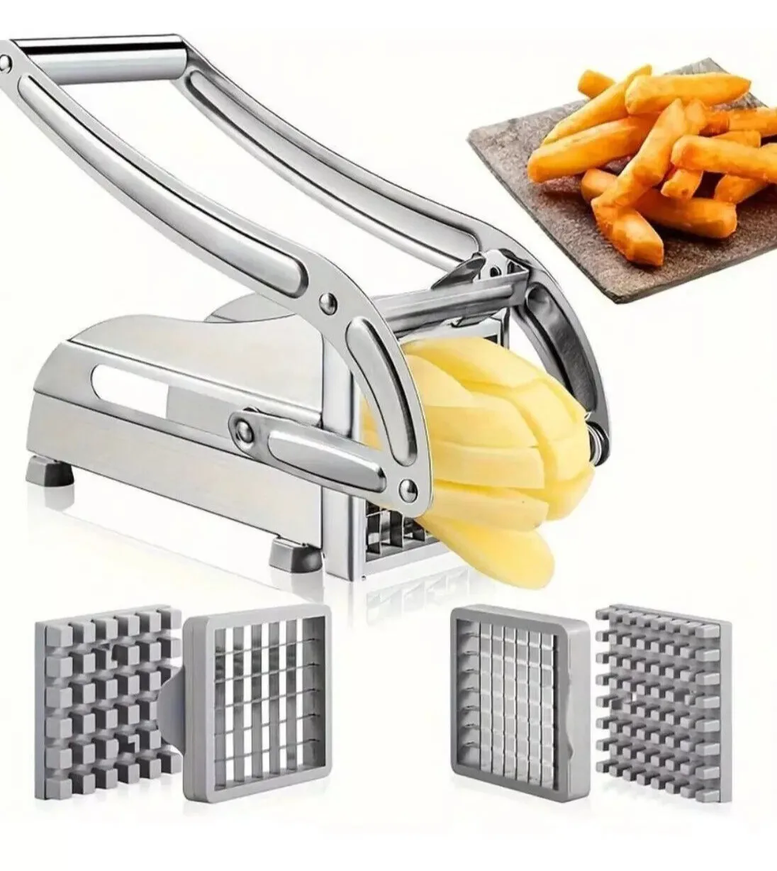 

Heavy Duty Stainless Steel French Fry Cutter with Suction Feet for Potatoes