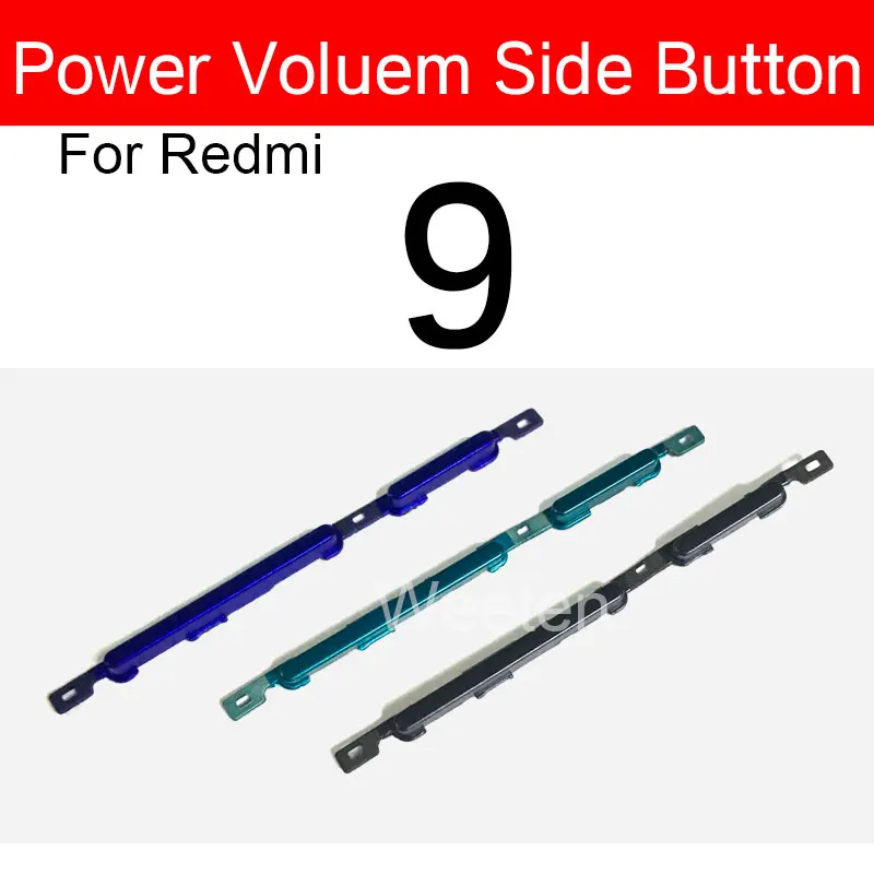 Botón lateral de volumen de encendido/apagado para Xiaomi Redmi 9 9A 9C 9T Control de volumen arriba y abajo tecla lateral + piezas de repuesto de