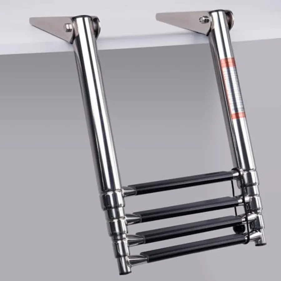 

4 Step Boat Ladder Stainless Steel Telescoping Folding Pontoon Boat Ladder Extendable Boarding Ladder for Pontoon Boat Yacht 90