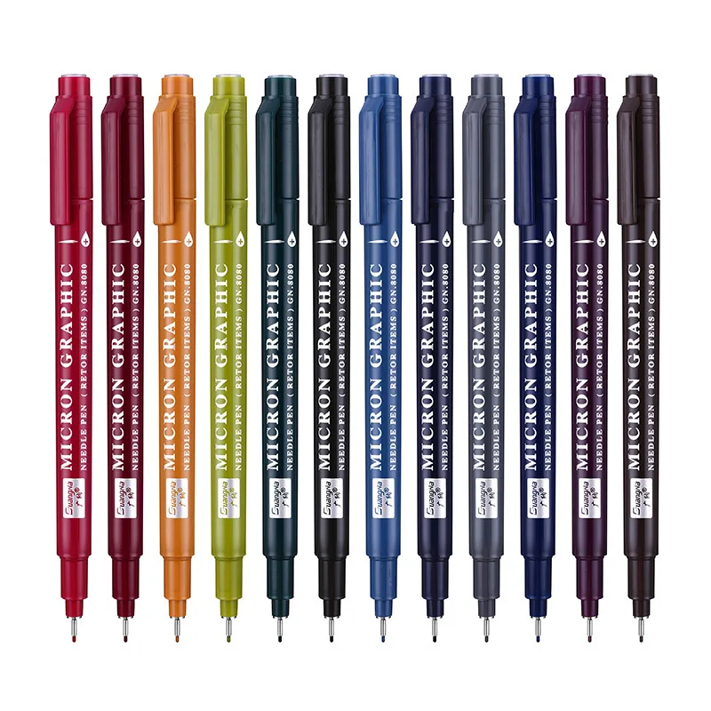 12 Colors Water-based Color Needle Pen Set Retro Color Hand-Painted Pen Graffiti Hook Pen Drawing Pen Stroke Pen