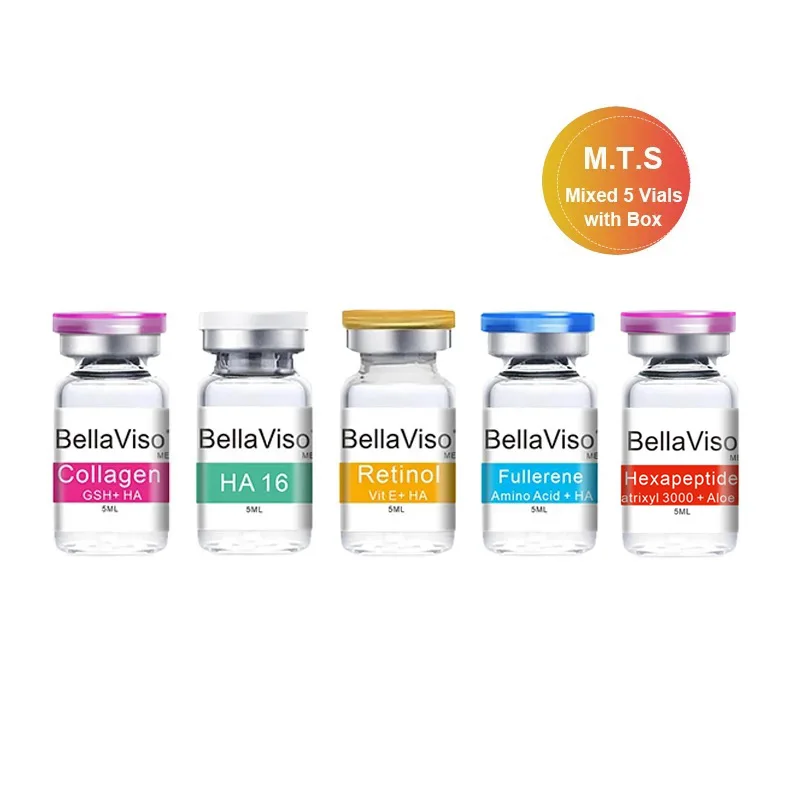 

BellaViso Mixed 5 Vials Face Essence Hexapeptide Collagen Retinol Fullerene HA16 MTS Antiwrinkle Moisturzing Skin Facial Serum