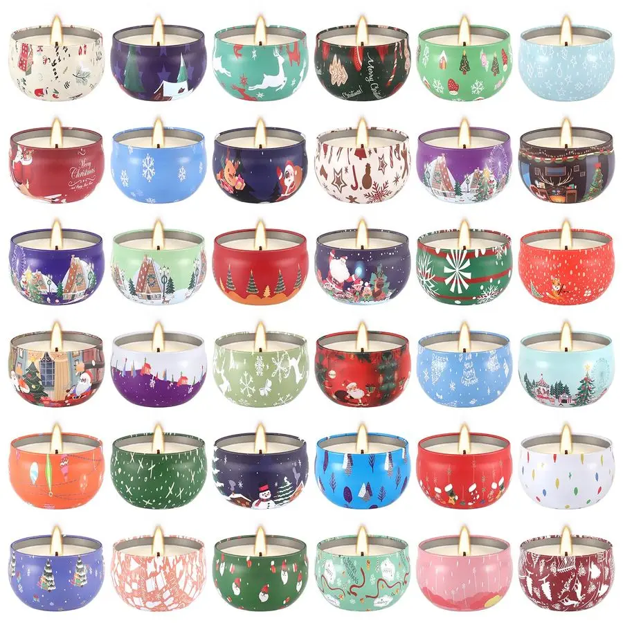 

Пакеты рождественских ароматических свечей, 2,5 унции бездымных чистых свечей из соевого воска для домашнего декора, праздничные подарки amp Holiday Ambianc