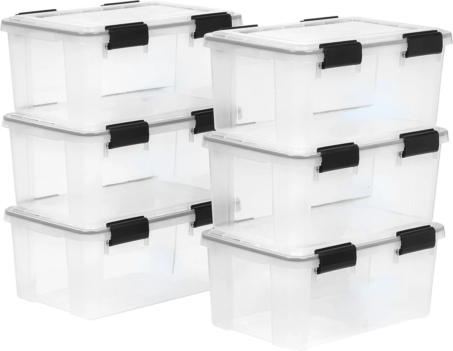 

USA WeatherPro 19 Qt Storage Bins with Lids, 6 Pack, BPA-Free Gasket Box with Tight Latch and Seal