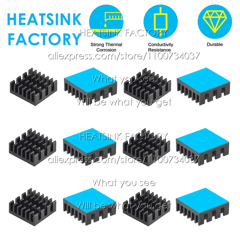 14x14x6mm Black Anodized Aluminum Zigzag Heatsink Self Adhesive Aluminium Heatsinks Cooler Cooling for RPI