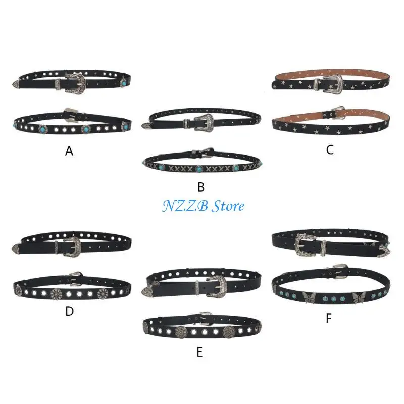 

T21F Fashion Men Teens Relief Pattern Waist Belt with Adjustable Pin Buckle Waistband