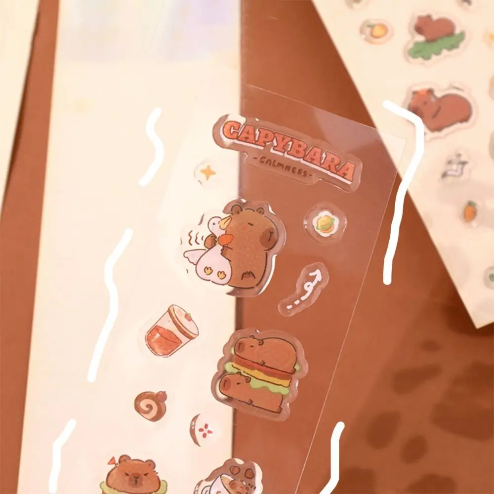Cute Guka Capybara Drop Glue Sticker Cartoon Creative DIY Notebook Diary Decoration Paste Multi-purpose Self-adhesive