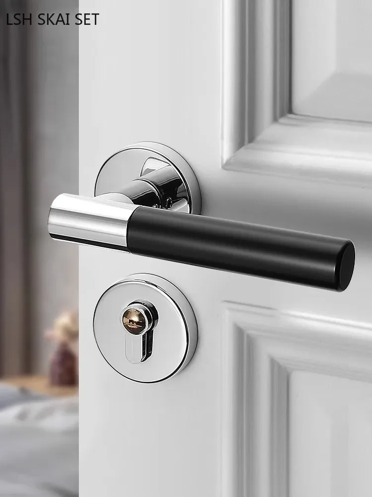 Modern Zinc Alloy Security Door Locks Bedroom Mute Door Handle Deadbolt Lockset Indoor Hardware Door Knob with Lock and Key