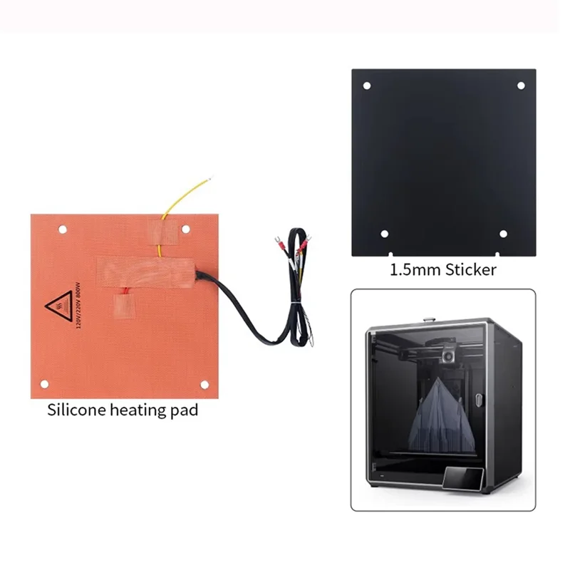 Podkładka grzejna silikonowa 800W 120V/220V z podwójnym napięciem i naklejką samoprzylepną 1,5 mm do wymiany w drukarkach 3D Creality K1 MAX