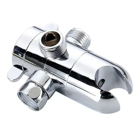 3 Way ABS Diverter Valve T Adapter Converter Chrome New for Shower Head Diverter Valve Three-way Water Distribution Valve G1/2in