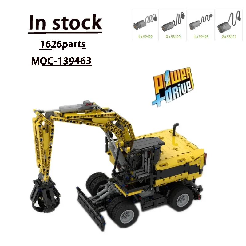 MOC-139463 Remote Control Wheel Excavator Building Block Model 1626 Building Block Parts Kids Birthday Building Block Toy Gift