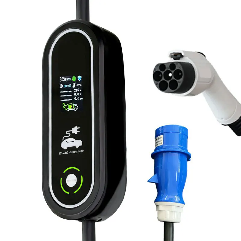 

Big Screen 32a 22kw Charger Portable Ev Charger Station Electric Vehicle Charging