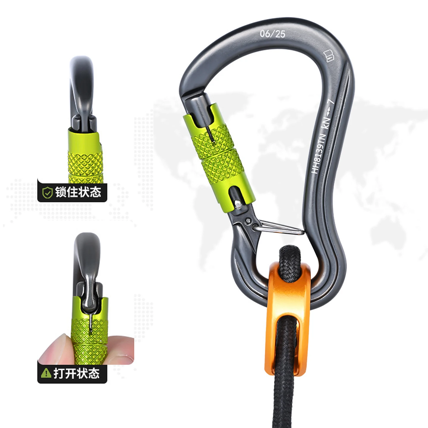 Anti Rollover Tool Quick Hanging Lock , Multifunctional Outdoor High-Altitude Operation Cow Tail Rope Lock ,P923
