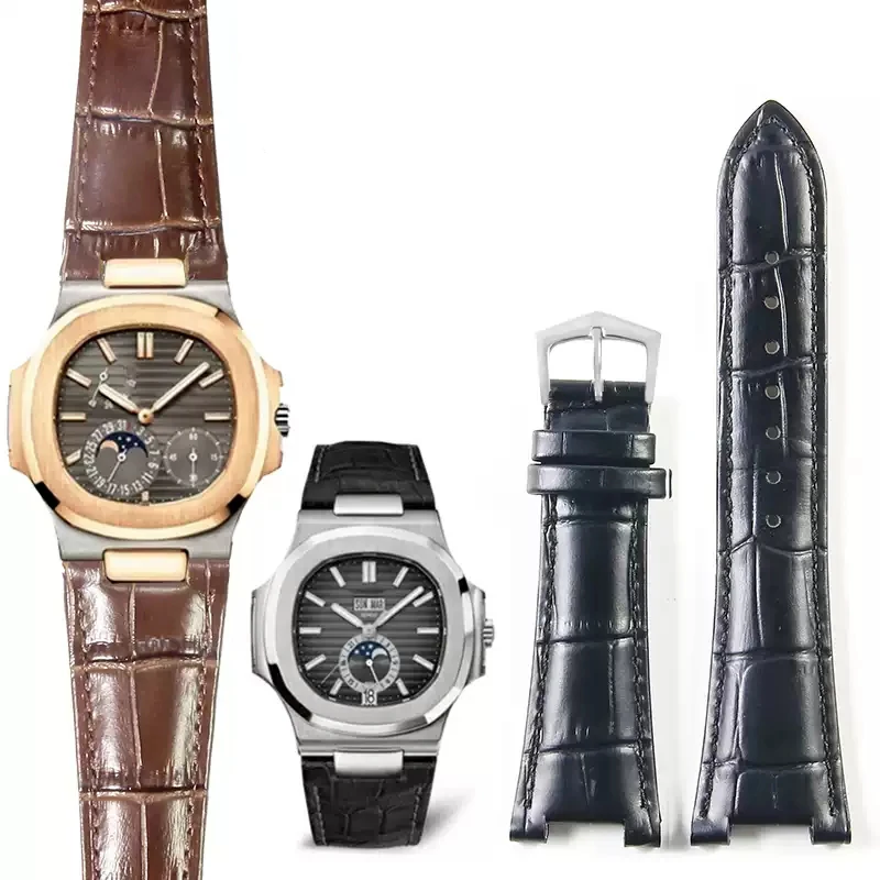 

Genuine Leather Watch Band For Patek Philippe 5711 5712G Nautilus Watchs Men Women Concave convex mouth Watch Strap 25-12mm