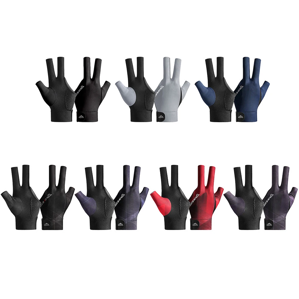 Open Finger Billiard Gloves Breathable Polyester Snooker Pool Gloves Adjustable Sticker Smooth Soft Lightweight Amateur Training