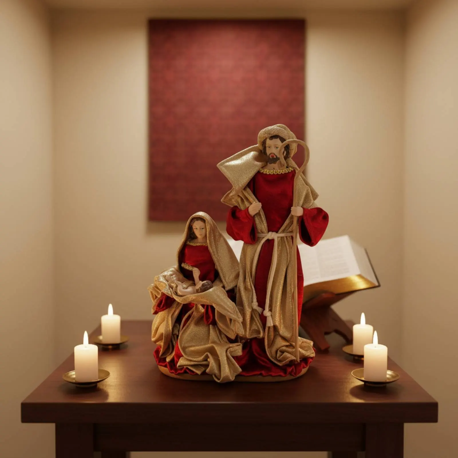 13 Inch Holy Family Figurine Freestanding Mary Joseph Jesus Desktop Figure Religious Decor Elegant Design Holiday Decoration