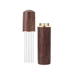 Espresso Coffee Stirrer Espresso Distribution Tool Portable Espresso Distribution Tools,6 Needles Walnut Color