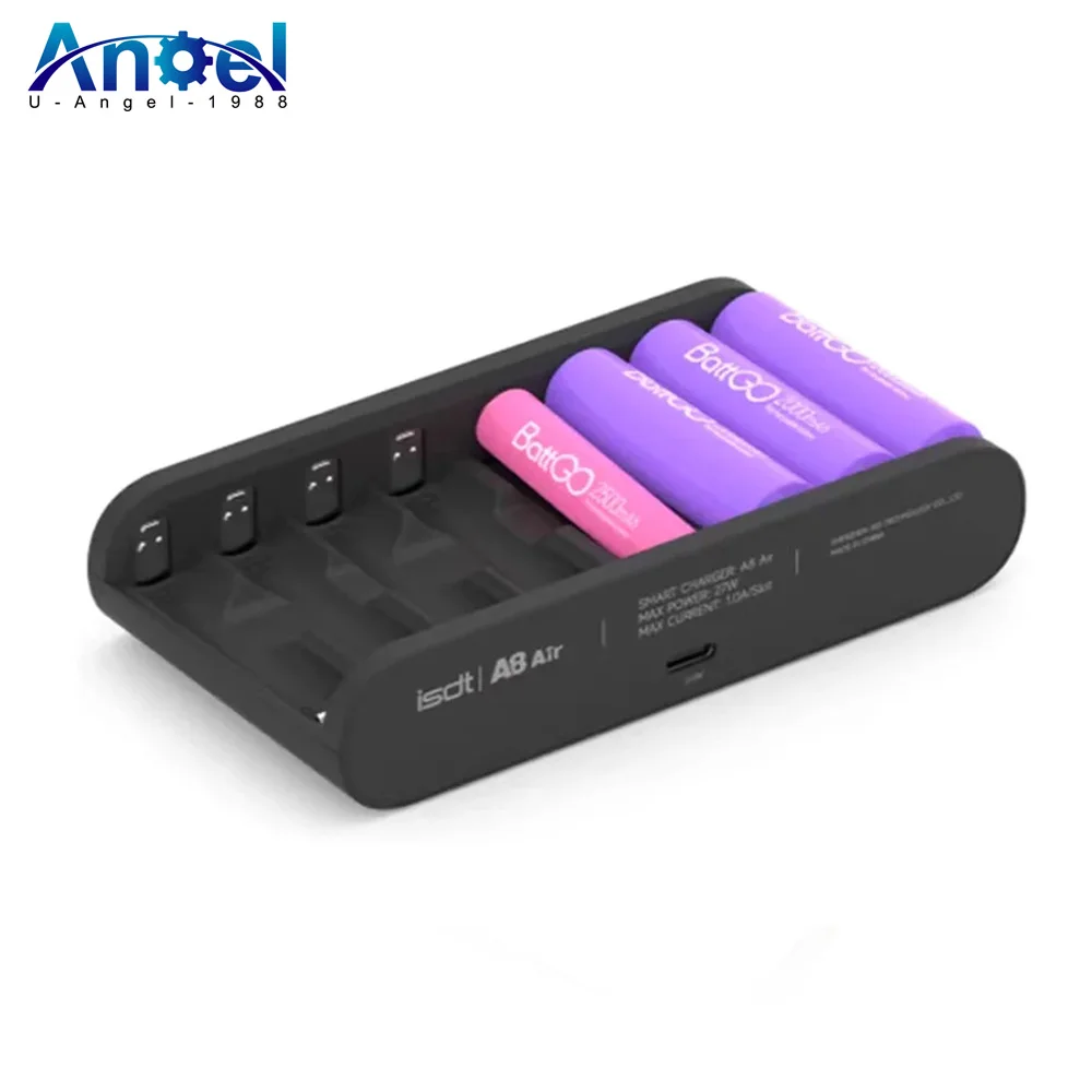 

ISDT A8 Air AAA Battery Smart Charger 27W 8-Bay Househould battery Charger Wireless Operation for AA 10500 12500