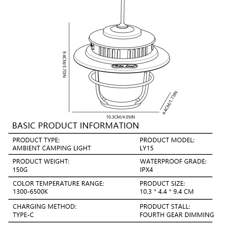 Retro Lamp Portable Camping Lantern Waterproof Emergency Light Stepless Dimmable Hanging Tent Lamp for Outdoor Hiking